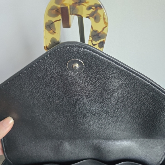 ZARA, New, Black Vegan Leather Tortoise Silver Chain Crossbody Handbag Purse - Picture 9 of 12